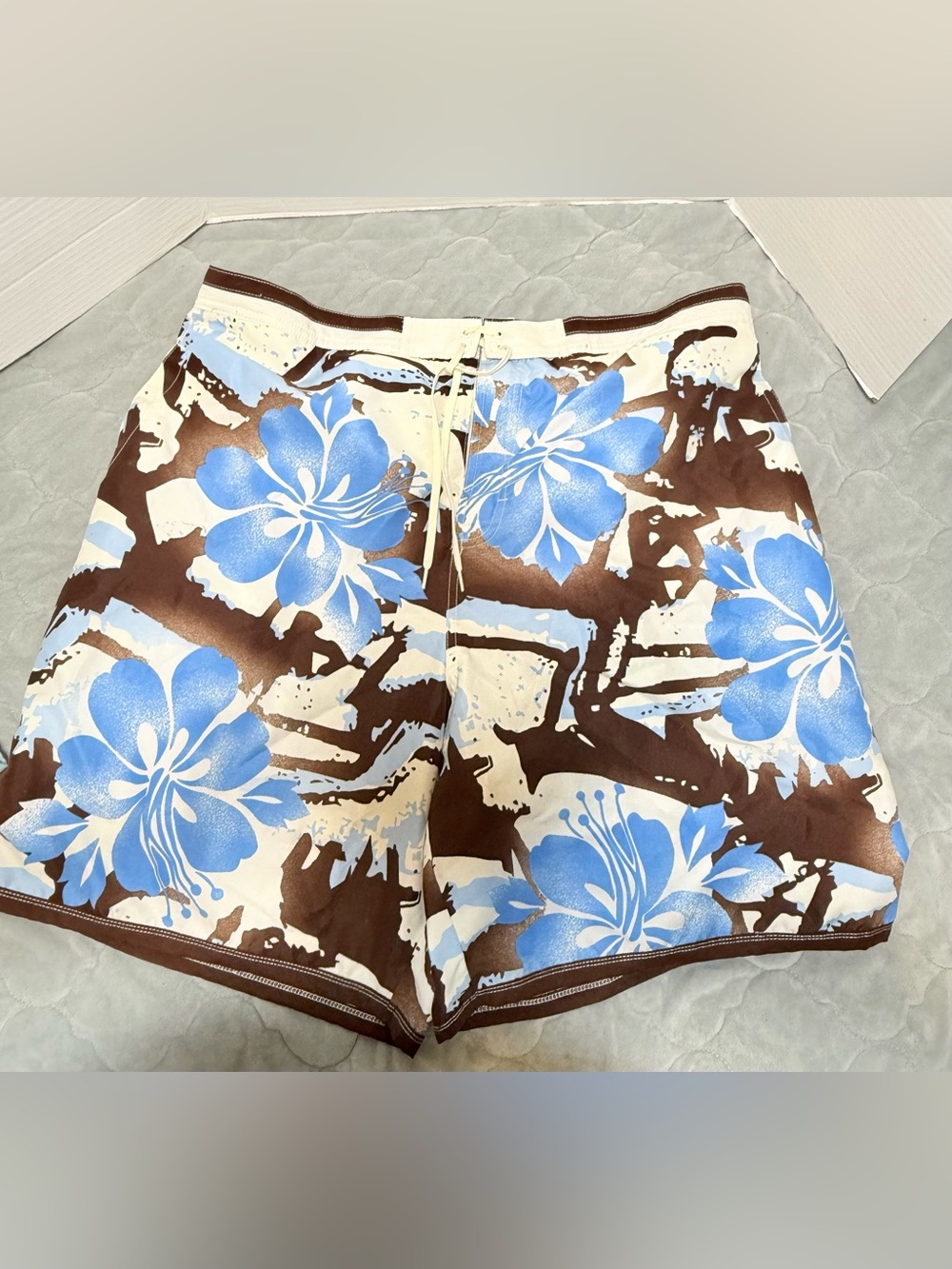 JOE BOXER Floral Print Women's Swim/Beach Shorts in Brown & Blue SIZE XL